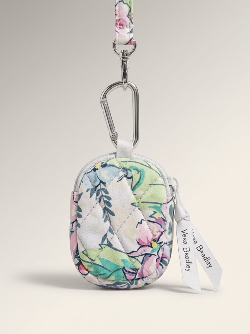 Vera Bradley Pastel Floral Quilted Mini Pouch with Carabiner